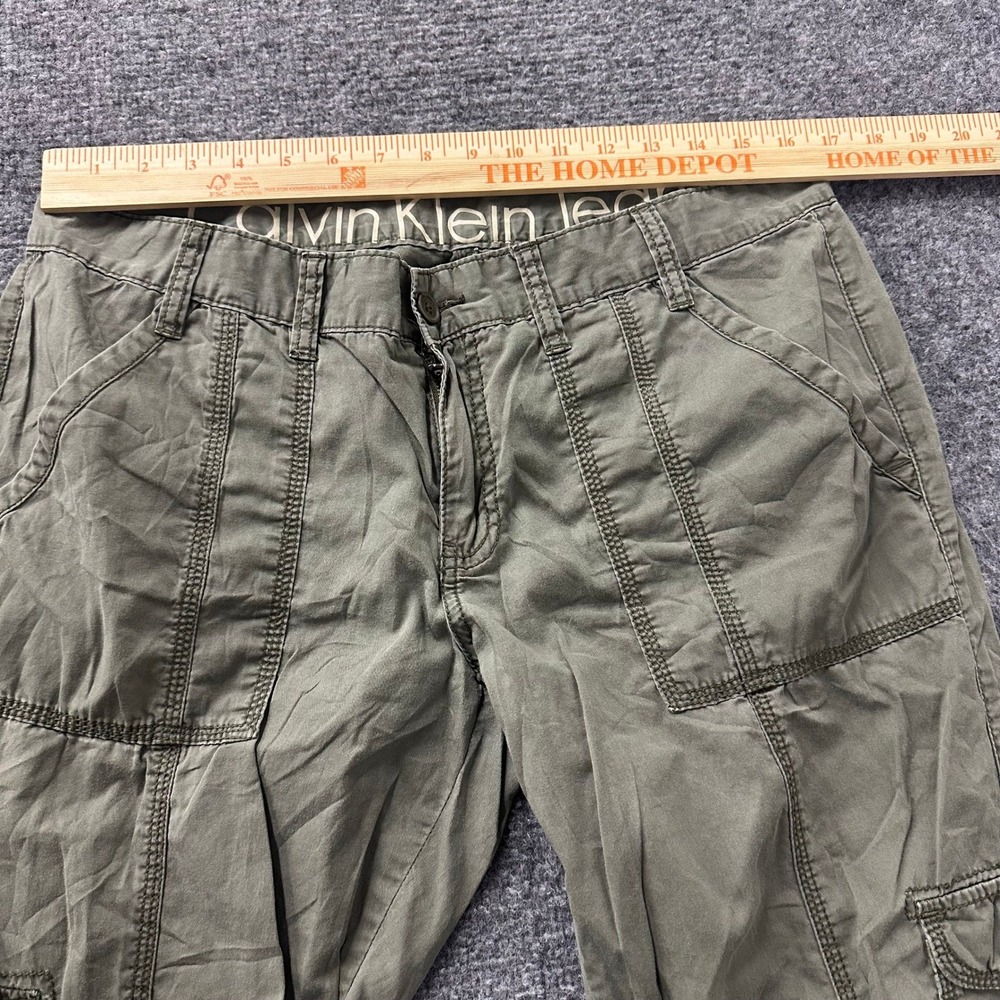Calvin Klein Jeans Cargo Pants Womens Size 12 Olive Green Cotton Utility Casual - Picture 5 of 9